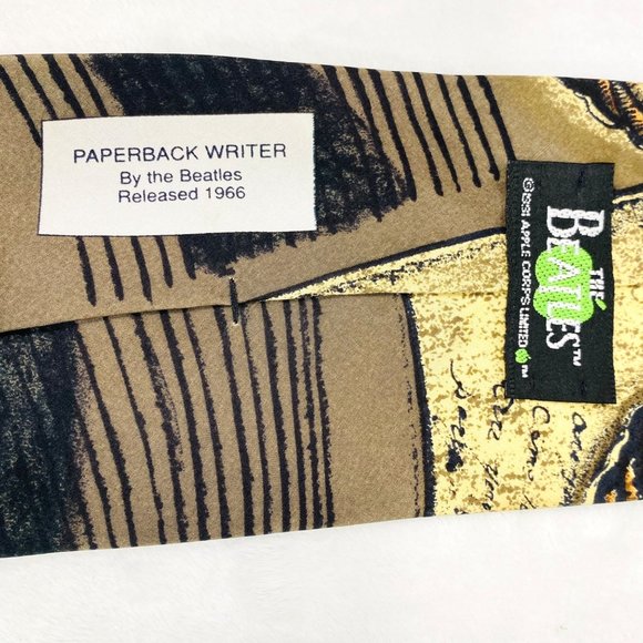 Vintage Beatles Paperback Writer Silk Necktie - EUC - Picture 4 of 8